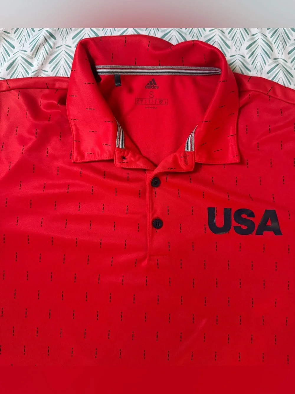 adidas Red Polo Shirt with USA Chest Graphic